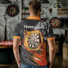 Load image into Gallery viewer, Orange And Black Grunge Lion And Shark Dart Shirts Custom Men&#39;s Dart Jersey Polo &amp; Quarter Zip TDM3847