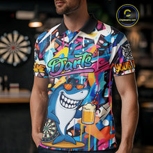 Load image into Gallery viewer, Funny Shark Colorful Graffiti Style Custom Dart Shirts For Men, Dart Team Jersey Best Darts Outfit TDM3849