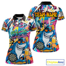 Load image into Gallery viewer, Funny Shark Colorful Graffiti Style Custom Dart Shirts For Women, Dart Team Jersey Best Darts Outfit TDM3849