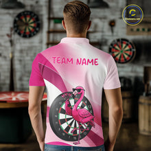Load image into Gallery viewer, Custom Pink Flamingo Funny Darts Shirt For Men, Darts Team Jersey Polo &amp; 1/4 Zip, Darts Gift TDM6278