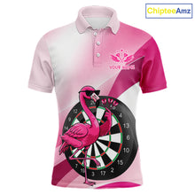 Load image into Gallery viewer, Custom Pink Flamingo Funny Darts Shirt For Men, Darts Team Jersey Polo &amp; 1/4 Zip, Darts Gift TDM6278