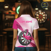 Load image into Gallery viewer, Custom Pink Flamingo Funny Darts Shirt For Women, Darts Team Jersey Polo &amp; 1/4 Zip, Darts Gift TDM6278