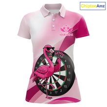 Load image into Gallery viewer, Custom Pink Flamingo Funny Darts Shirt For Women, Darts Team Jersey Polo &amp; 1/4 Zip, Darts Gift TDM6278