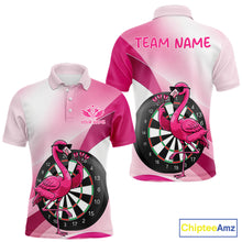 Load image into Gallery viewer, Custom Pink Flamingo Funny Darts Shirt For Men, Darts Team Jersey Polo &amp; 1/4 Zip, Darts Gift TDM6278