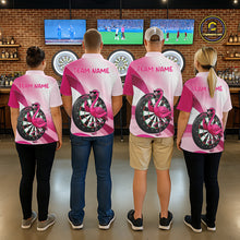Load image into Gallery viewer, Custom Pink Flamingo Funny Darts Shirt For Men, Darts Team Jersey Polo &amp; 1/4 Zip, Darts Gift TDM6278