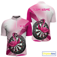 Load image into Gallery viewer, Custom Pink Flamingo Funny Darts Shirt For Men, Darts Team Jersey Polo &amp; 1/4 Zip, Darts Gift TDM6278