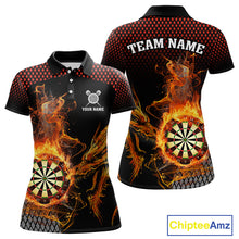 Load image into Gallery viewer, Personalized Dartboard Flame Smoke Custom Dragon Darts Shirt For Women, Darts Team Jersey|Orange TDM4311