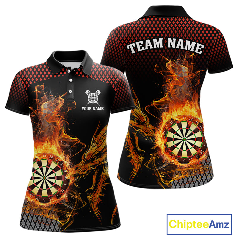 Personalized Dartboard Flame Smoke Custom Dragon Darts Shirt For Women, Darts Team Jersey|Orange TDM4311