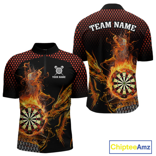 Personalized Dartboard Flame Smoke Custom Dragon Darts Shirt For Men, Darts Team Jersey |Orange TDM4311