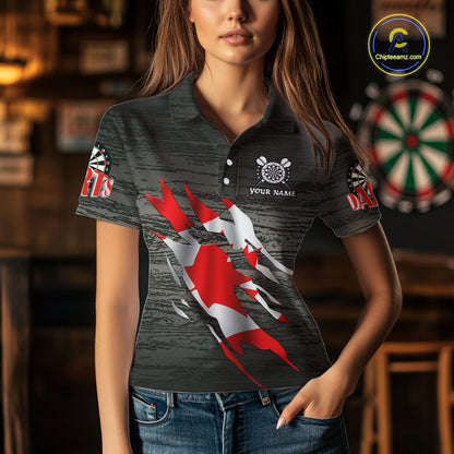 Personalized Grey Grunge Canada Flag Darts Shirts For Women Custom Patriotic Darts Team Jerseys TDM2170