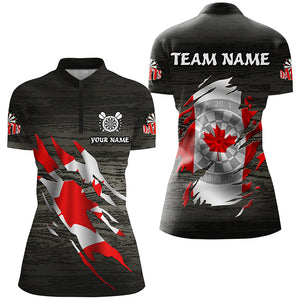 Personalized Grey Grunge Canada Flag Darts Shirts For Women Custom Patriotic Darts Team Jerseys TDM2170