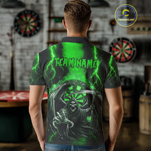 Load image into Gallery viewer, Personalized Green Grim Reaper Thunder Lightning Darts Shirt For Men, 3D Darts Team Jerseys TDM4531