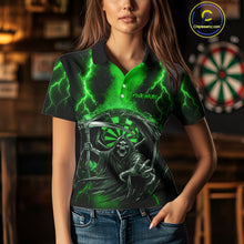 Load image into Gallery viewer, Personalized Green Grim Reaper Thunder Lightning Darts Shirt For Women, 3D Darts Team Jerseys TDM4531
