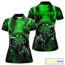 Load image into Gallery viewer, Personalized Green Grim Reaper Thunder Lightning Darts Shirt For Women, 3D Darts Team Jerseys TDM4531