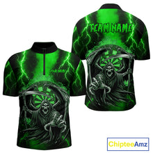 Load image into Gallery viewer, Personalized Green Grim Reaper Thunder Lightning Darts Shirt For Men, 3D Darts Team Jerseys TDM4531
