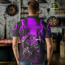 Load image into Gallery viewer, Personalized Purple Grim Reaper Thunder Lightning Darts Shirt For Men, 3D Darts Team Jerseys TDM4533