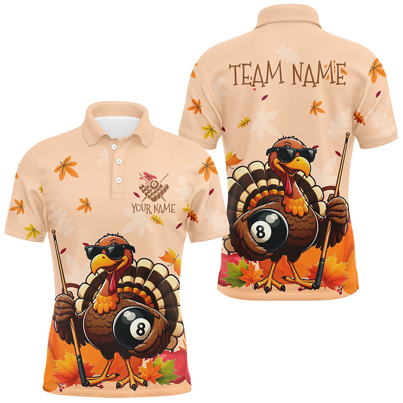 Orange Funny Turkey Billiard Shirts For Men Custom Thanksgiving Billiard Team Shirts Outfit TDM2681