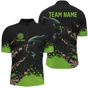 Green Grunge Custom 3D Panther Darts Shirts For Men, Funny Darts Outfit Darts Team Jerseys TDM2684