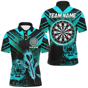 Turquoise Arrow Fire Custom Tiger Darts Shirts For Men, Darts League Team Shirts Dart Jerseys TDM2689