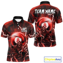 Load image into Gallery viewer, Red Grim Reaper 8 Ball Billiard Shirt For Men Custom Lightning Pool Team Jersey Polo &amp; 1/4 Zip TDM4956
