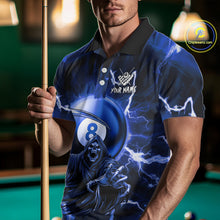 Load image into Gallery viewer, Blue Grim Reaper 8 Ball Billiard Shirt For Women Custom Lightning Pool Team Jersey Polo &amp; 1/4 Zip TDM4957