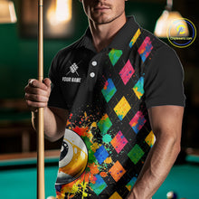 Load image into Gallery viewer, Funny 9 Ball Pool Paint Colorful Argyle Custom Billiard Shirt For Men, Best Pool Team Jersey TDM4962