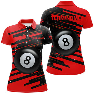 Red 8 Ball Pool Billiard Jerseys Polo Shirts For Women Custom Team League Billiard Shirts TDM0698