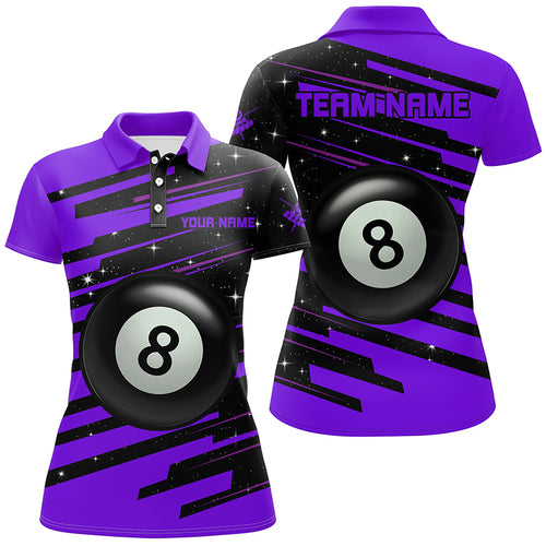 Purple 8 Ball Pool Billiard Jerseys Polo Shirts For Women Custom Team League Billiard Shirts TDM0699