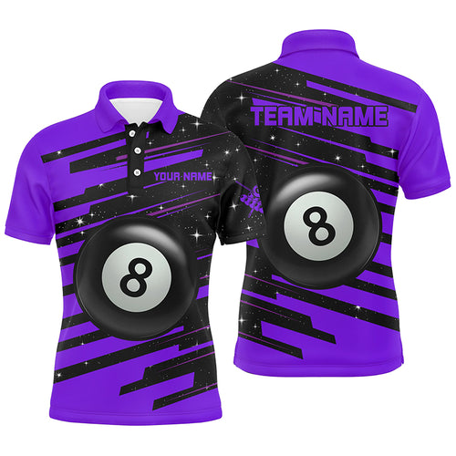 Purple 8 Ball Pool Billiard Jerseys Polo Shirts For Men Custom Team League Billiard Shirts TDM0699