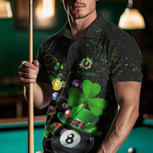 Load image into Gallery viewer, Black Grunge Billiard Balls Luckiest Shamrock Men Pool Shirts Custom St Patrick Day Billiard Jersey TDM3390