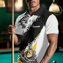 Load image into Gallery viewer, 9 Ball Skeleton Custom Billiard Polo &amp; 1/4 Zip Shirts For Men, Funny 9 Ball Pool Billiard Jerseys TDM5675