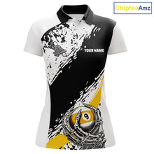 Load image into Gallery viewer, 9 Ball Skeleton Custom Billiard Polo &amp; 1/4 Zip Shirts For Women, Funny 9 Ball Pool Billiard Jerseys TDM5675
