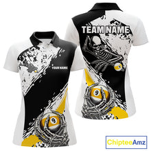 Load image into Gallery viewer, 9 Ball Skeleton Custom Billiard Polo &amp; 1/4 Zip Shirts For Women, Funny 9 Ball Pool Billiard Jerseys TDM5675