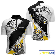 Load image into Gallery viewer, 9 Ball Skeleton Custom Billiard Polo &amp; 1/4 Zip Shirts For Men, Funny 9 Ball Pool Billiard Jerseys TDM5675