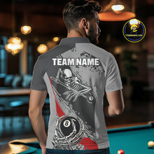 Load image into Gallery viewer, 8 Ball Skeleton Custom Billiard Polo &amp; 1/4 Zip For Men, Funny 8 Ball Pool Billiard Team Jersey|Red TDM5676