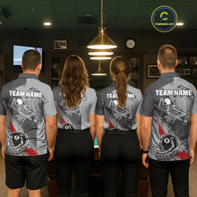 Load image into Gallery viewer, 8 Ball Skeleton Custom Billiard Polo &amp; 1/4 Zip For Men, Funny 8 Ball Pool Billiard Team Jersey|Red TDM5676