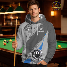 Load image into Gallery viewer, 8 Ball Skeleton Billiard Hoodie For Men And Women Custom 8 Ball Hoodie Pool Team Jersey |Blue TDM5677