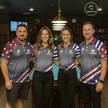 Load image into Gallery viewer, Personalized US Flag 8 Ball Pool Billiard Shirt For Women Custom Patriotic Billiard Team Jersey TDM5678