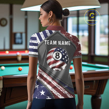 Load image into Gallery viewer, Personalized US Flag 8 Ball Pool Billiard Shirt For Women Custom Patriotic Billiard Team Jersey TDM5678