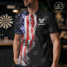 Load image into Gallery viewer, Personalized American Flag Smoke Darts Shirt For Men, Patriotic Darts Jersey Team Polo &amp; 1/4 Zip TDM5680