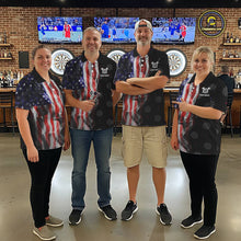 Load image into Gallery viewer, Personalized American Flag Smoke Darts Shirt For Men, Patriotic Darts Jersey Team Polo &amp; 1/4 Zip TDM5680