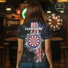 Load image into Gallery viewer, Personalized American Flag Smoke Darts Shirt For Women, Patriotic Darts Jersey Team Polo &amp; 1/4 Zip TDM5680