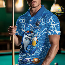 Load image into Gallery viewer, Blue Funny Shark 8 Ball Pool Billiard Shirt For Men Custom Billiard Team Jersey Polo &amp; 1/4 Zip TDM5884