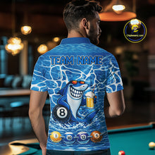 Load image into Gallery viewer, Blue Funny Shark 8 Ball Pool Billiard Shirt For Men Custom Billiard Team Jersey Polo &amp; 1/4 Zip TDM5884