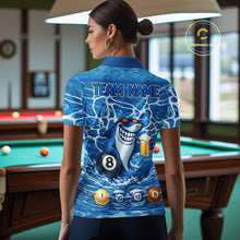 Load image into Gallery viewer, Blue Funny Shark 8 Ball Pool Billiard Shirt For Women Custom Billiard Team Jersey Polo &amp; 1/4 Zip TDM5884