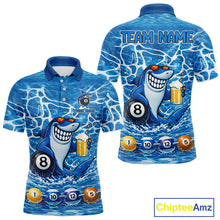 Load image into Gallery viewer, Blue Funny Shark 8 Ball Pool Billiard Shirt For Men Custom Billiard Team Jersey Polo &amp; 1/4 Zip TDM5884