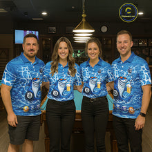 Load image into Gallery viewer, Blue Funny Shark 8 Ball Pool Billiard Shirt For Men Custom Billiard Team Jersey Polo &amp; 1/4 Zip TDM5884