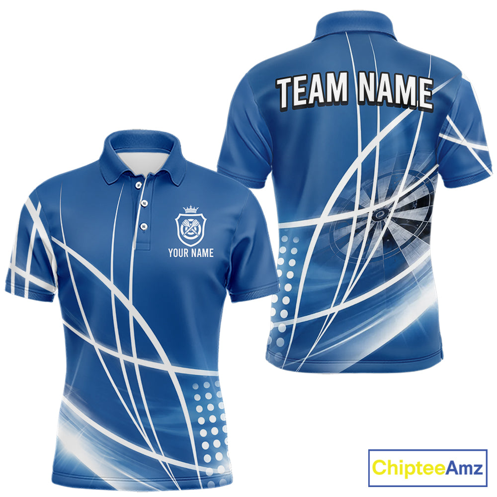 Blue Darts Jersey For Men Custom Light Streaks Darts Tournament Team Shirt Polo & Quarter Zip TDM6026