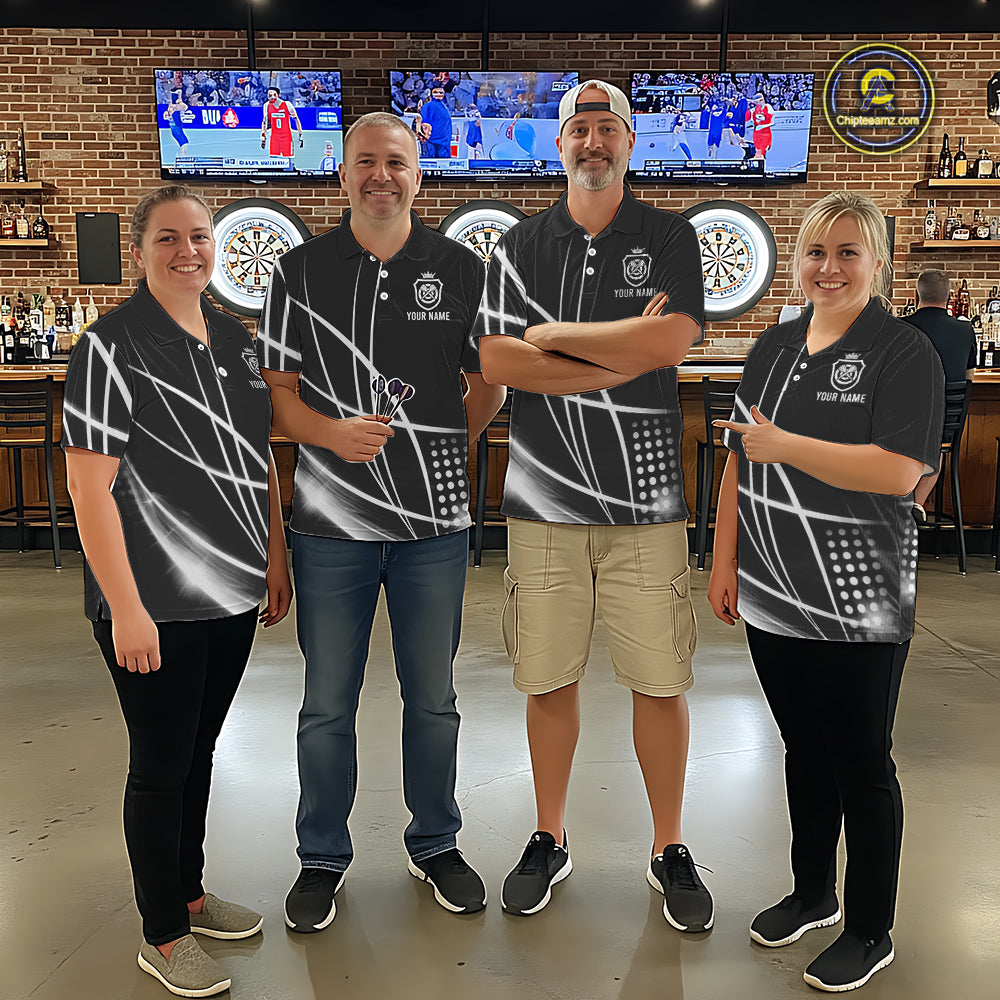 Black And White Darts Jersey For Women Custom Light Streak Darts Team Shirt Polo & Quarter Zip TDM6028