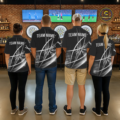 Black And White Darts Jersey For Women Custom Light Streak Darts Team Shirt Polo & Quarter Zip TDM6028